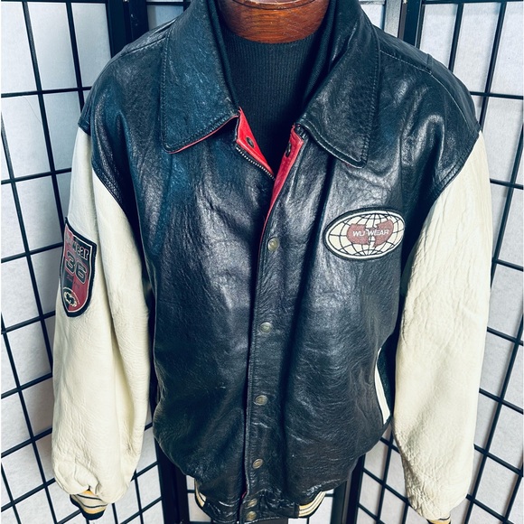Wu-Wear USA Authentic Original Leather RARE Vintage 90s Jacket - Picture 2 of 14